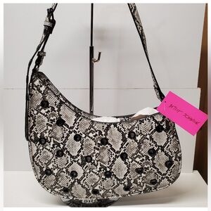 Betsey Johnson Black and White Hobo Shoulder Bag
